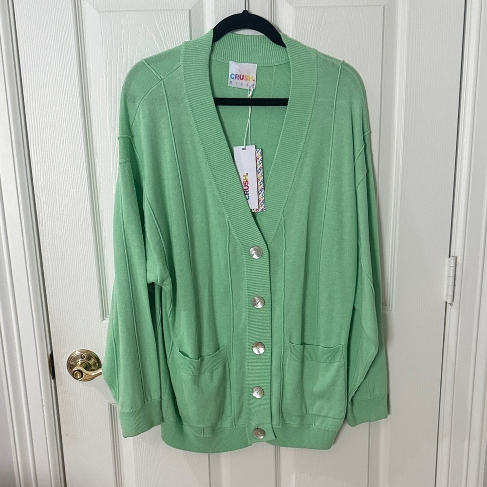 Nwt Crush Size 1 Mint Green Women's Cardigan Sweater Small Oversized Cashmere